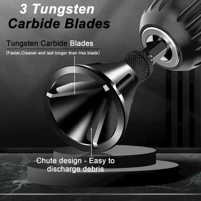 Alt view image 3 of 5 - Deburring External Chamfer Tool Tungsten Carbide, 1/4" Hex Shank 3/16"-1" | Tungsten carbide blade | Quick release | For copper, steel, aluminum, brass, plastic | Removes burrs & repairs damaged bolts