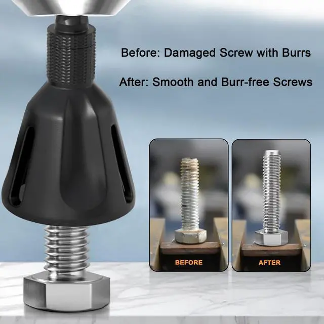 Alt view image 4 of 5 - Deburring External Chamfer Tool Tungsten Carbide, 1/4" Hex Shank 3/16"-1" | Tungsten carbide blade | Quick release | For copper, steel, aluminum, brass, plastic | Removes burrs & repairs damaged bolts