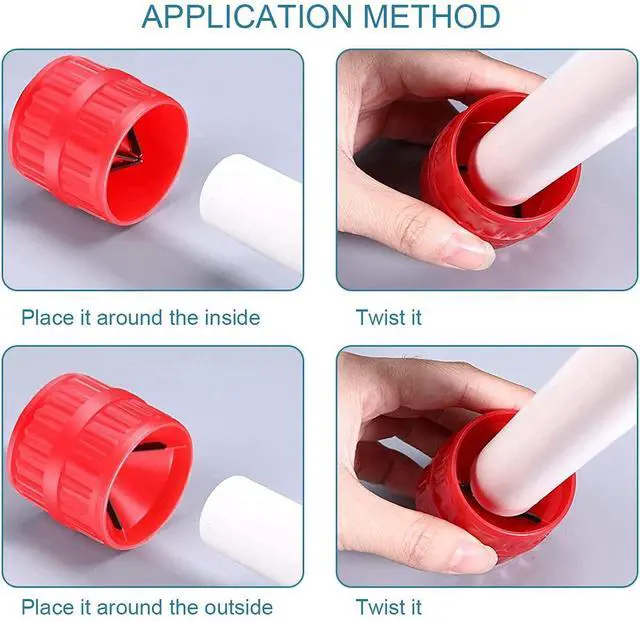 Alt view image 5 of 7 - Pipe & Tube Deburring Reamer, Inner-Outer Chamfer Tool, Red | 2-Pack, for PVC/PPR/Copper/Brass/Aluminum, 3/16" to 1-1/4", Tubing Chamfer, Durable, Easy Deburring