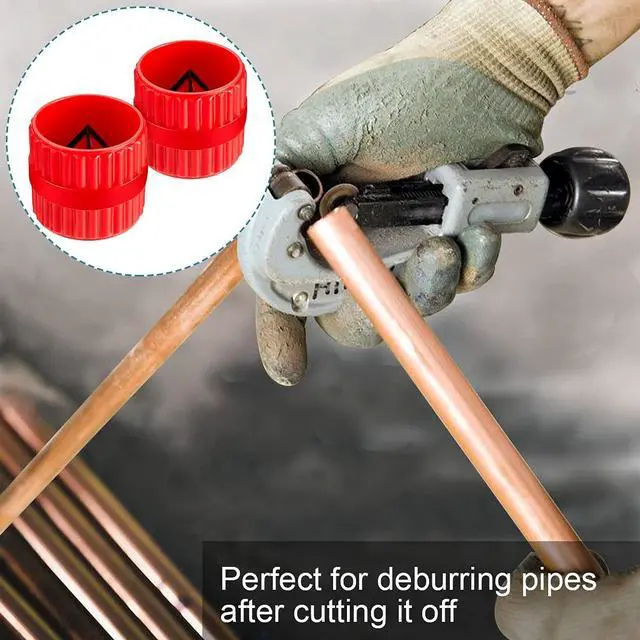 Alt view image 7 of 7 - Pipe & Tube Deburring Reamer, Inner-Outer Chamfer Tool, Red | 2-Pack, for PVC/PPR/Copper/Brass/Aluminum, 3/16" to 1-1/4", Tubing Chamfer, Durable, Easy Deburring