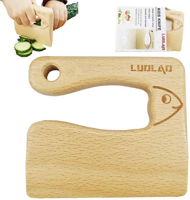 Main image of Wooden Kids Knife for Real Cooking, Montessori Toddler Kitchen Tools | Gift for Kids, Safe Knife for Veggies Fruits, Cute Fish-Shape, Montessori-Inspired Learning, Develop Hands-On Skills, Ages 2+