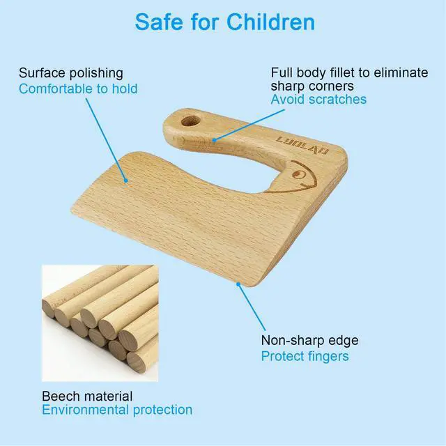 Alt view image 2 of 6 - Wooden Kids Knife for Real Cooking, Montessori Toddler Kitchen Tools | Gift for Kids, Safe Knife for Veggies Fruits, Cute Fish-Shape, Montessori-Inspired Learning, Develop Hands-On Skills, Ages 2+