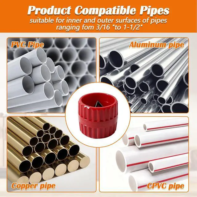 Alt view image 7 of 7 - 1/4'' - 1'' Pipe Depth Gauge and 3/16" to 1-1/2" Deburring Reamer Tool Kit | 2 in 1 Kit Pipe Depth Gauge, Inner Outer Deburring Reamer for Copper, PEX, PVC, CPVC, PPR, Brass, Aluminum Tubing