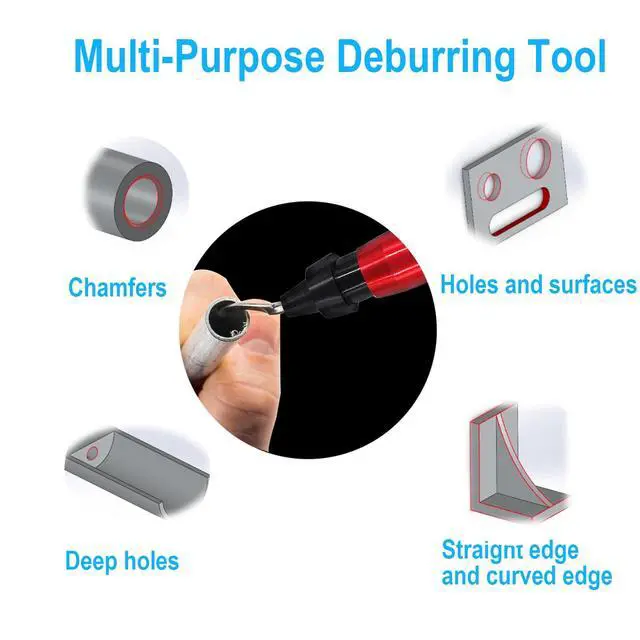 Alt view image 5 of 7 - Premium Deburring Tool with 15 Pcs High Speed Steel Swivel Blades, Deburring Tool for Metal, Resin, PVC Pipes, Plastic, Aluminum, Copper, Wood, 3D Printing Burr Removal Reamer Tool Red