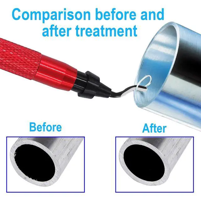 Alt view image 6 of 7 - Premium Deburring Tool with 15 Pcs High Speed Steel Swivel Blades, Deburring Tool for Metal, Resin, PVC Pipes, Plastic, Aluminum, Copper, Wood, 3D Printing Burr Removal Reamer Tool Red