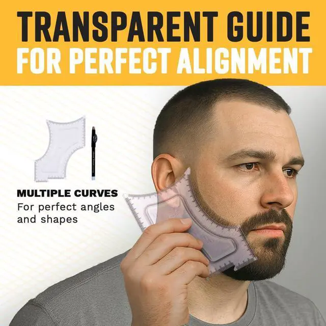 Alt view image 2 of 7 - Original Shaping Tool, Clear Beard and Hairline Template with Bonus Tracer Pencil, As Seen on Shark Tank