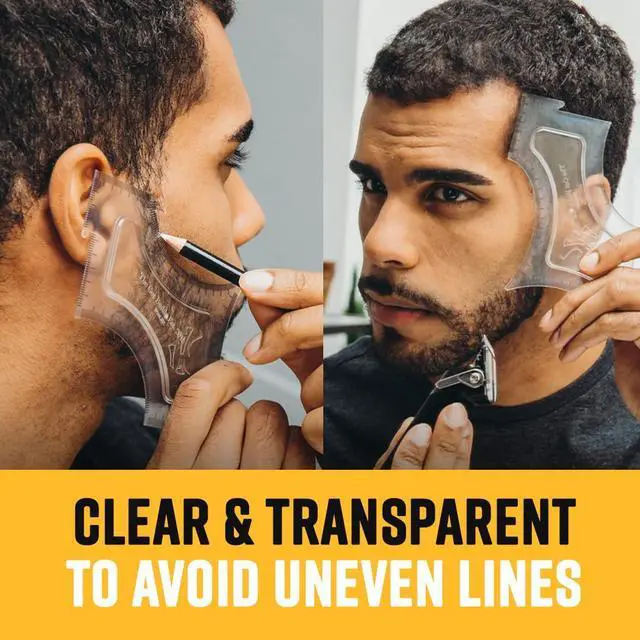 Alt view image 3 of 7 - Original Shaping Tool, Clear Beard and Hairline Template with Bonus Tracer Pencil, As Seen on Shark Tank