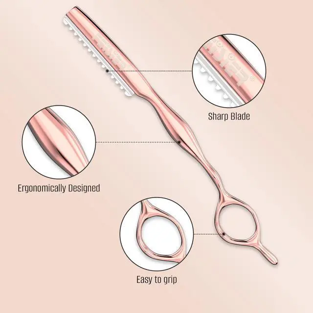 Alt view image 2 of 6 - Hair Razors for Cutting Hair, Professional Styling Texturizing Razor, Stainless Steel Thinning Razor Kit with 10 Replacement Blades, Premium Texture Cutting Razor for Salon and Home