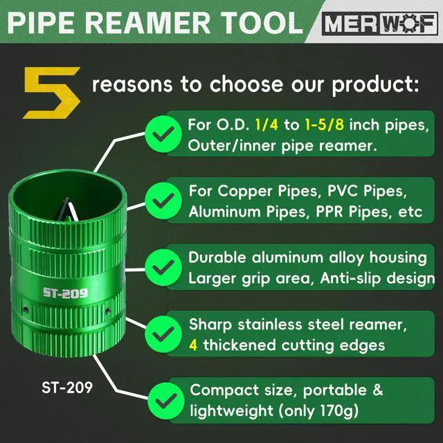 Alt view image 2 of 5 - Pipe Reamer, Inner/Outer Pipe Deburring Tool for 1/4 to 1-5/8 Tubing | Copper PVC Aluminum Tube Cleaner Plumbing Tools