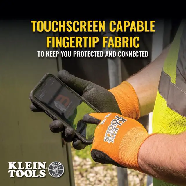 Alt view image 3 of 7 - 60672 Work Gloves, Knit Dipped Cut Resistant ANSI A1 Nitrile Coated Gloves, Nylon-Spandex, Touchscreen Capable, Large, 1-Pair