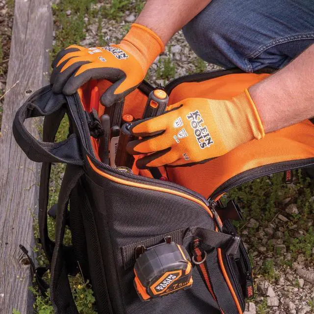Alt view image 5 of 7 - 60672 Work Gloves, Knit Dipped Cut Resistant ANSI A1 Nitrile Coated Gloves, Nylon-Spandex, Touchscreen Capable, Large, 1-Pair