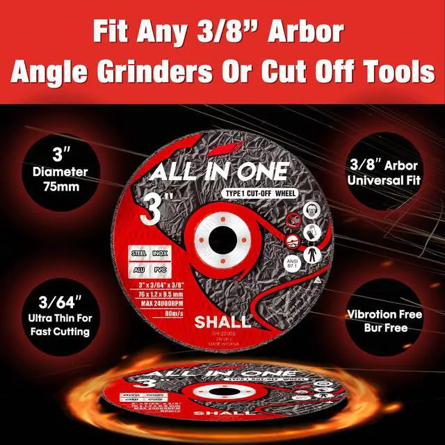 Alt view image 2 of 7 - 25-Pack Cut Off Wheels 3 x 3/8 x 3/64 - Ultra Thin Cutting Wheel with Pouch for Angle Grinder & Cut-Off Tools - Fast Cutting Disc for INOX, Steel, Iron, Non-Ferrous Metal & PVC