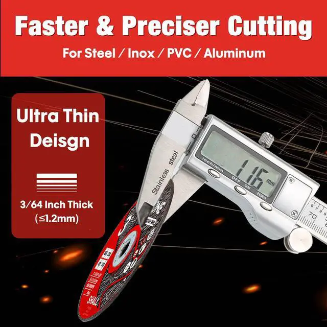 Alt view image 3 of 7 - 25-Pack Cut Off Wheels 3 x 3/8 x 3/64 - Ultra Thin Cutting Wheel with Pouch for Angle Grinder & Cut-Off Tools - Fast Cutting Disc for INOX, Steel, Iron, Non-Ferrous Metal & PVC