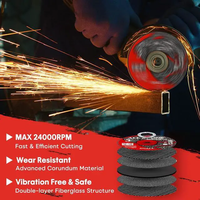 Alt view image 4 of 7 - 25-Pack Cut Off Wheels 3 x 3/8 x 3/64 - Ultra Thin Cutting Wheel with Pouch for Angle Grinder & Cut-Off Tools - Fast Cutting Disc for INOX, Steel, Iron, Non-Ferrous Metal & PVC