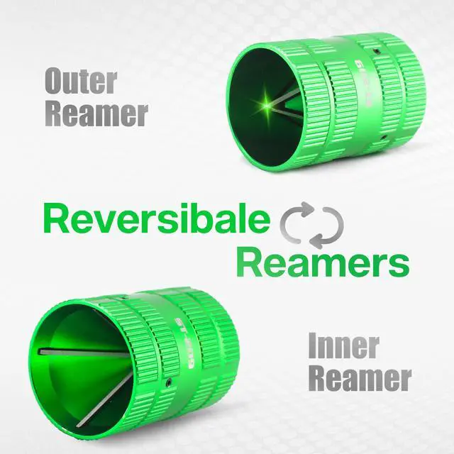 Alt view image 5 of 7 - Inner/Outer Pipe Reamer, 1/4 to 1-5/8", Green-4 Blades | Tube Deburring Tool, Deburrs and Chamfers Copper, Brass, Aluminum, PVC, PPR Tubing
