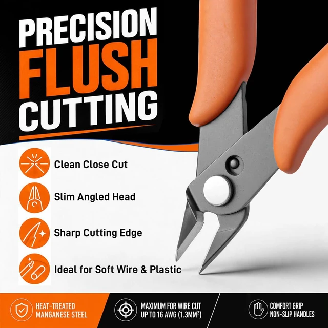Alt view image 6 of 7 - KATA Mini Flush Cutters, 5-Inch Micro Wire Cutters for Jewelry & Model Kits | Compact Sprues Cutter for Jewelry Making, Model Snips, 3d Printing, DIY Crafts, Zip Ties, Electronics and Soft Wire Trimmi
