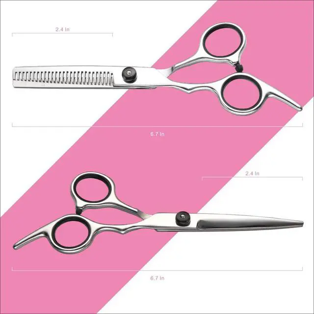 Alt view image 2 of 7 - Hair Cutting Scissors Thinning Shears- Professional Barber Sharp Hair Scissors Hairdressing Shears Kit with Haircut Accessories in Leather Case for Cutting Styling Hair for Women Men Pet- 7 Pcs
