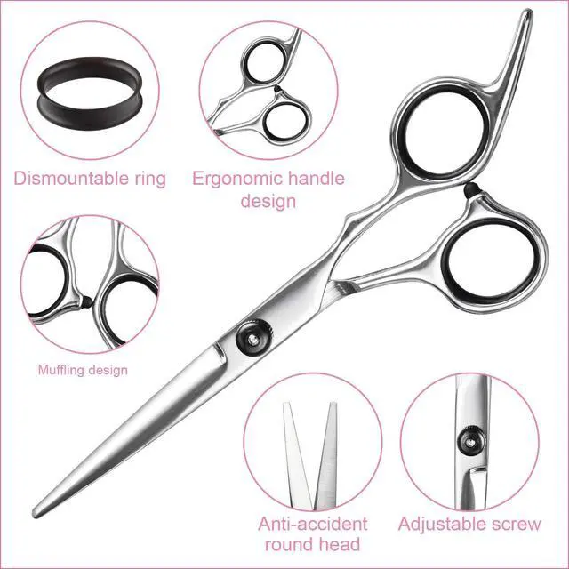 Alt view image 4 of 7 - Hair Cutting Scissors Thinning Shears- Professional Barber Sharp Hair Scissors Hairdressing Shears Kit with Haircut Accessories in Leather Case for Cutting Styling Hair for Women Men Pet- 7 Pcs