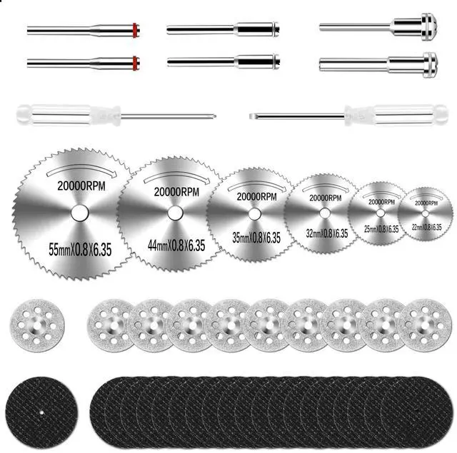 Main image of 44Pcs Auxiren Cutting Wheel Kit for Dremel Rotary Tools, Mini HSS Circular Saw Blades Cutter, Resin Cutting Discs, 545 Diamond Cut Off Wheels for Cutting Wood, Metal, Plastic, PVC, Glass, Tile, Stone
