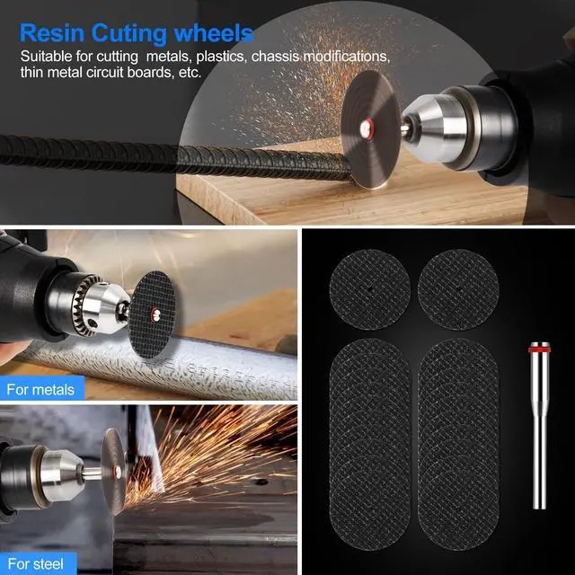 Alt view image 6 of 7 - 44Pcs Auxiren Cutting Wheel Kit for Dremel Rotary Tools, Mini HSS Circular Saw Blades Cutter, Resin Cutting Discs, 545 Diamond Cut Off Wheels for Cutting Wood, Metal, Plastic, PVC, Glass, Tile, Stone