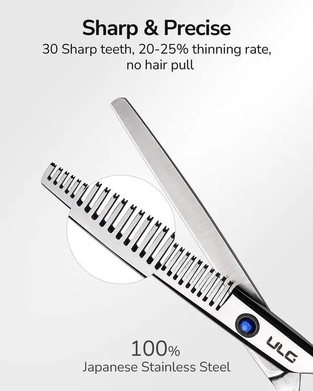 Alt view image 2 of 7 - Hair Thinning Scissors ULG Professional Barbers Texturizing Teeth Shears for Hairdressing, Salon and Home Use Thinning Shears for Hair Cutting, Made of Japanese Stainless Steel, 6.5 inch