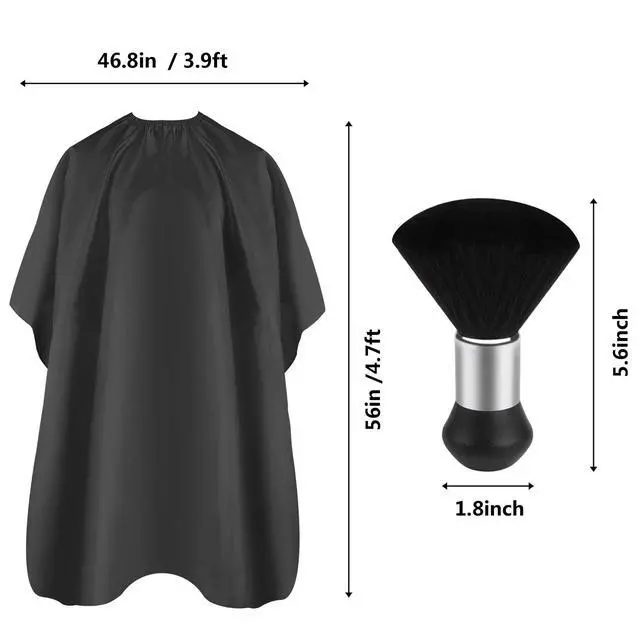Alt view image 2 of 7 - Barber Cape Professional Hair Cutting Cape with Neck Duster Brush | Full Coverage Haircut Apron for Adults, 47x56 inches, Adjustable Neckline, Keep Clothes Clean Dry, Home Salon Barber Supplies