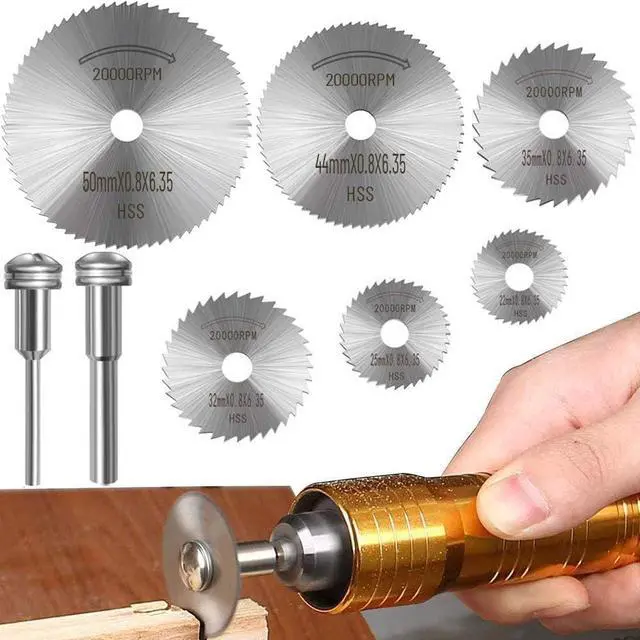 Main image of 8Pcs Rotary Drill Saw Blades Compatible with Dremel | HSS Circular Saw Blades with 1/8" Shank Rotary Tool Cutting Wheel Discs for Wood Plastic Metal (Power tools are not included)