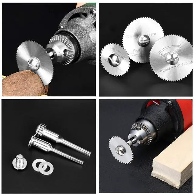 Alt view image 3 of 7 - 8Pcs Rotary Drill Saw Blades Compatible with Dremel | HSS Circular Saw Blades with 1/8" Shank Rotary Tool Cutting Wheel Discs for Wood Plastic Metal (Power tools are not included)