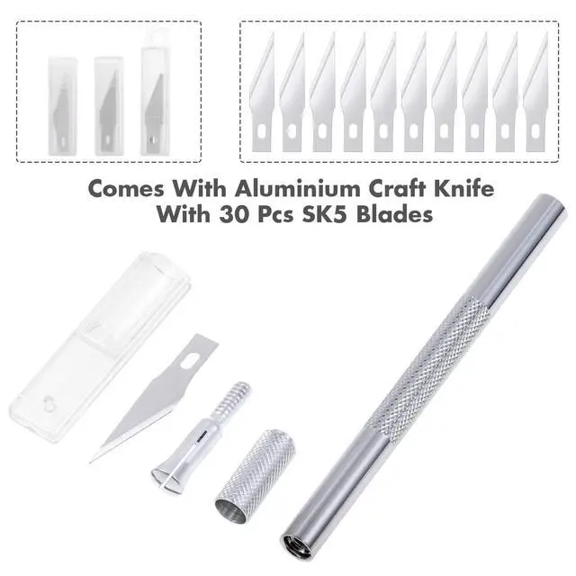 Alt view image 2 of 7 - Craft Knife Precision Cutter and Self Healing Cutting Craft Mat Hobby Knife Set with 30 PCS Knife for Art Hobby Craft Scrapbooking Stencil