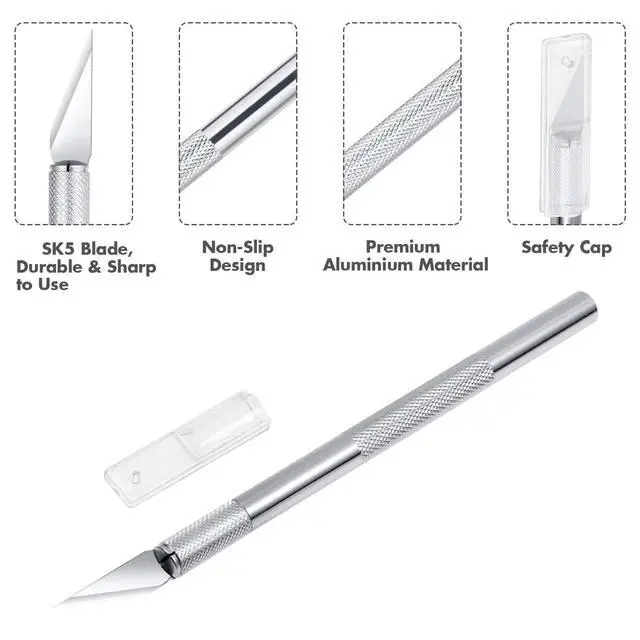 Alt view image 3 of 7 - Craft Knife Precision Cutter and Self Healing Cutting Craft Mat Hobby Knife Set with 30 PCS Knife for Art Hobby Craft Scrapbooking Stencil
