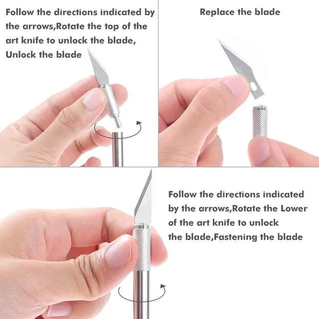 Alt view image 4 of 7 - Craft Knife Precision Cutter and Self Healing Cutting Craft Mat Hobby Knife Set with 30 PCS Knife for Art Hobby Craft Scrapbooking Stencil