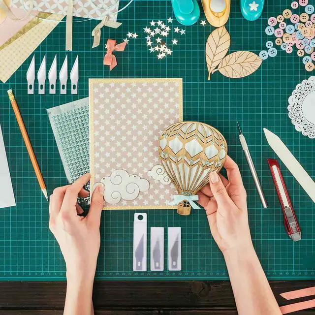 Alt view image 7 of 7 - Craft Knife Precision Cutter and Self Healing Cutting Craft Mat Hobby Knife Set with 30 PCS Knife for Art Hobby Craft Scrapbooking Stencil