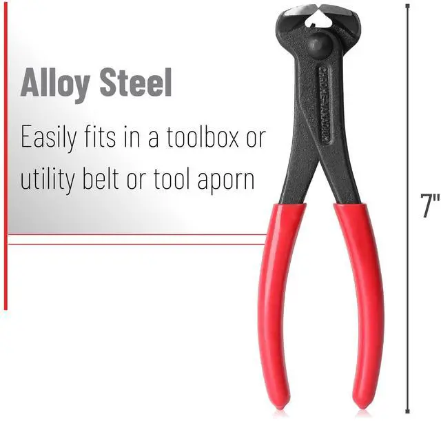 Alt view image 2 of 7 - - Nail Puller, 7 Inch Steel End Cutting Pliers | Non-Slip Handle Nail Remover Tool End Nippers for Pulling Nails and Cutting Wires
