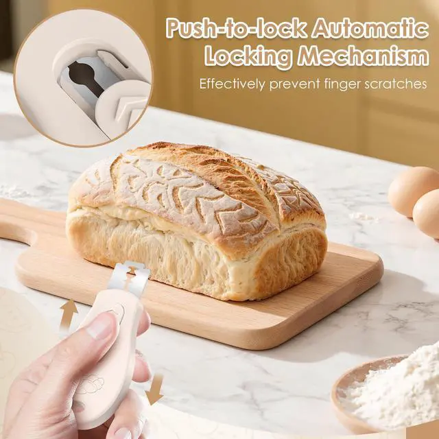 Alt view image 5 of 7 - Bread Lame Sourdough Scoring Tool, Extractable & Magnetic Bread Scoring Tool, Scoring Knife for Bread Baking, Bread Razor for Homemade Bread, Sourdough Scorer Tool, Includes 5 Razor Blades-Beige