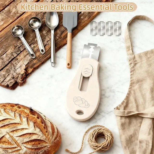 Alt view image 6 of 7 - Bread Lame Sourdough Scoring Tool, Extractable & Magnetic Bread Scoring Tool, Scoring Knife for Bread Baking, Bread Razor for Homemade Bread, Sourdough Scorer Tool, Includes 5 Razor Blades-Beige