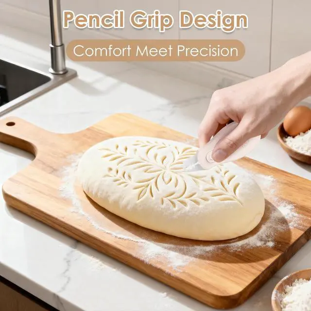 Alt view image 7 of 7 - Bread Lame Sourdough Scoring Tool, Extractable & Magnetic Bread Scoring Tool, Scoring Knife for Bread Baking, Bread Razor for Homemade Bread, Sourdough Scorer Tool, Includes 5 Razor Blades-Beige