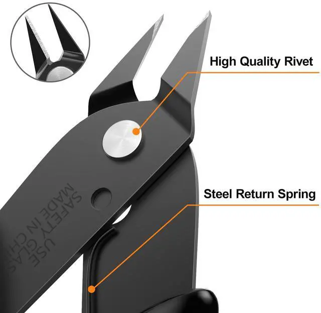 Alt view image 3 of 6 - 2-Pack Small Wire Cutters for Jewelry Diagonal Flush Cutters 5" Black | Compact Zip Tie Cutter Precision for Zip Ties, Model, Jewelry Making, 3d Printer Filament, Electronics, Confined Areas