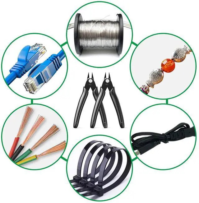 Alt view image 4 of 6 - 2-Pack Small Wire Cutters for Jewelry Diagonal Flush Cutters 5" Black | Compact Zip Tie Cutter Precision for Zip Ties, Model, Jewelry Making, 3d Printer Filament, Electronics, Confined Areas