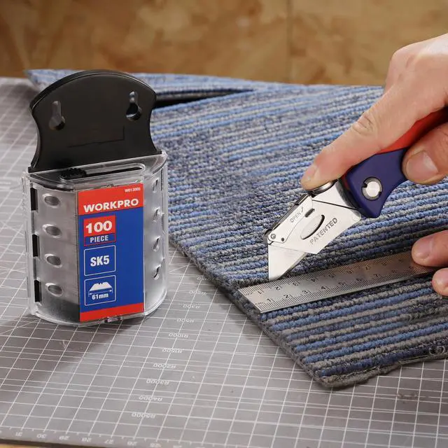 Alt view image 7 of 7 - Utility Knife Blades, 100-Pack SK5 Steel Blades with Dispenser | Premium Steel Standard Blades for Box Cutter, Ideal for Cardboard, Leather, Carpet, Rope, Soft Metal, Pipe, etc