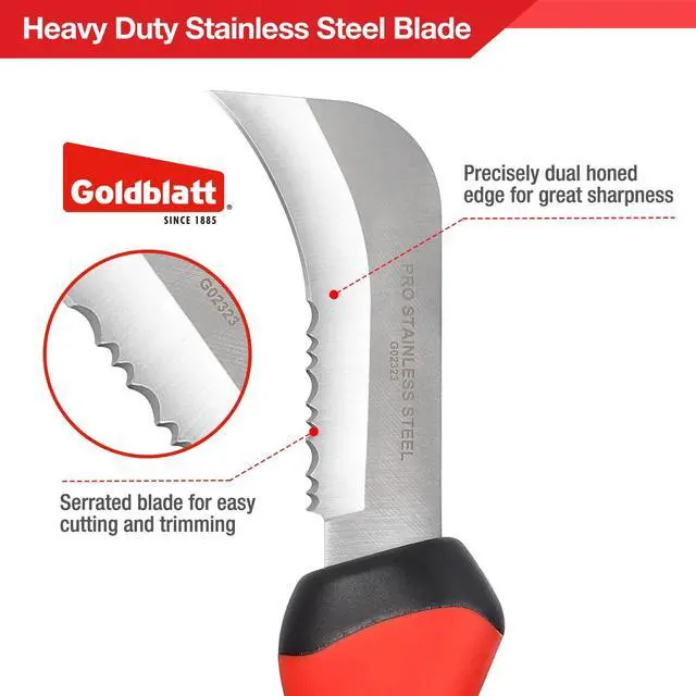 Alt view image 2 of 7 - Heavy Duty Carpet Knife, Linoleum Cutter & Hook Knife for Roofing | Stainless Steel, Serrated Blade, Vinyl Tile Work, Drywall Cutting, Wallpaper Trimming, Sod Trimming