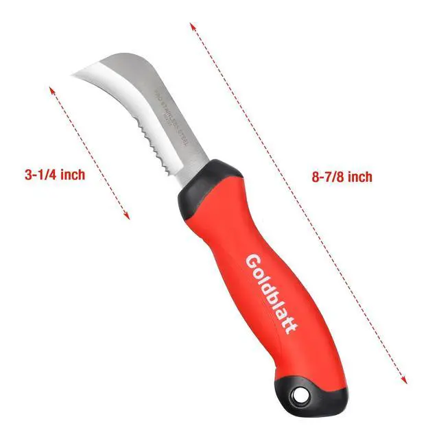 Alt view image 5 of 7 - Heavy Duty Carpet Knife, Linoleum Cutter & Hook Knife for Roofing | Stainless Steel, Serrated Blade, Vinyl Tile Work, Drywall Cutting, Wallpaper Trimming, Sod Trimming