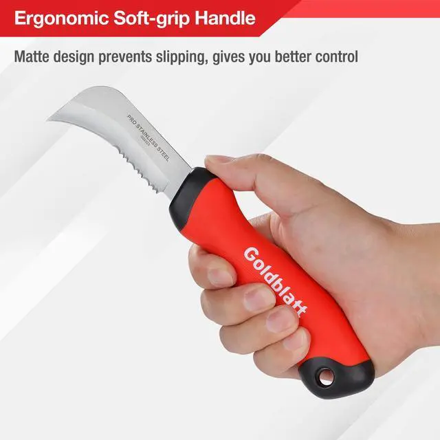 Alt view image 4 of 7 - Heavy Duty Carpet Knife, Linoleum Cutter & Hook Knife for Roofing | Stainless Steel, Serrated Blade, Vinyl Tile Work, Drywall Cutting, Wallpaper Trimming, Sod Trimming