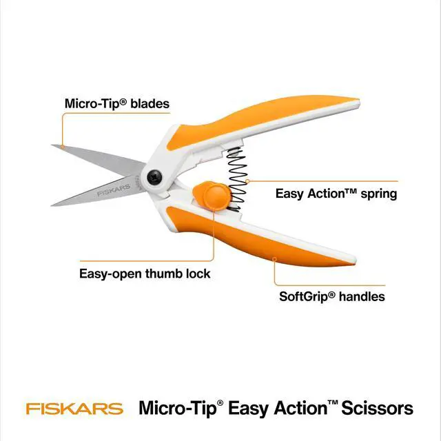 Alt view image 3 of 7 - 6" Easy Action Micro-Tip Scissors, Sewing, Arts & Crafts Tools | No. 5 Precision Cutting Stainless Steel Blades, SoftGrip Handles for Comfort, Spring-Assisted Handle Reduces Hand Fatigue