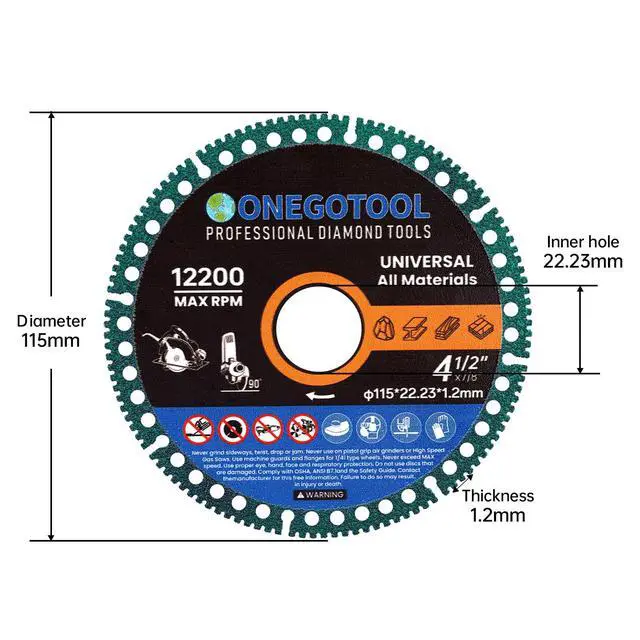 Alt view image 5 of 5 - 4-1/2 inch Indestructible Cutting Discs for Angle Grinder 7/8" Blades Cut Off Wheels Diamond Tool Metal rebar Porcelain Tile Granite Marble Smooth Cutter (3pcs)