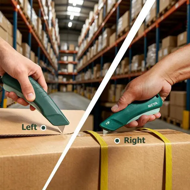 Alt view image 3 of 6 - Self retracting Squeeze Trigger Knife, Heavy Duty Box cutter, Utility Knife, Ambidextrous Design, Replaceable and Durable Blade, Ideal for cutting Boxes