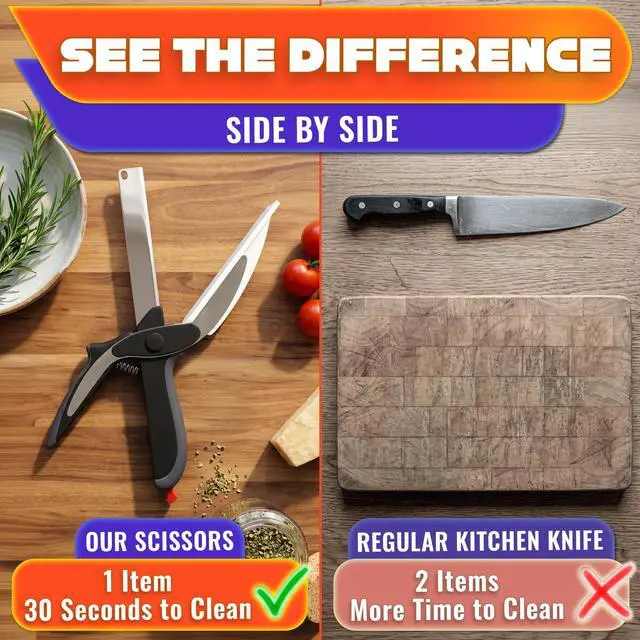 Alt view image 6 of 7 - 2 in 1 Kitchen Scissors for Food with Cutting Board, Safety Lock | Stainless Steel Cutting Board Scissors for Soft Veggies, Fruit & Cheese; Tomato Knife Alternative; 9.5"; Dishwasher Safe