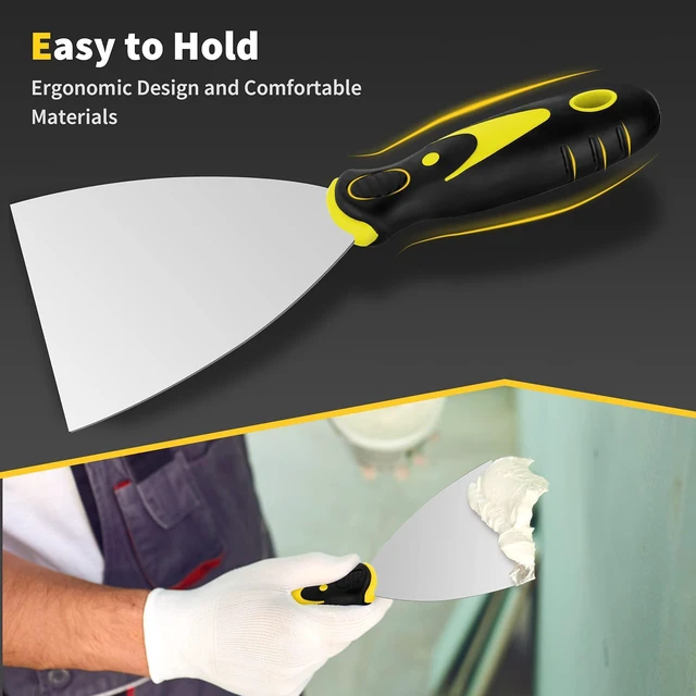 Alt view image 3 of 6 - Putty Knife, 4Pcs Spackle Knife Set (2, 3, 4, 5 in), Stainless Steel Paint Scraper, Taping Knife Tool for Repairing Drywall, Removing Wallpaper, Applying Putty, Plaster, Cement, Adhesive