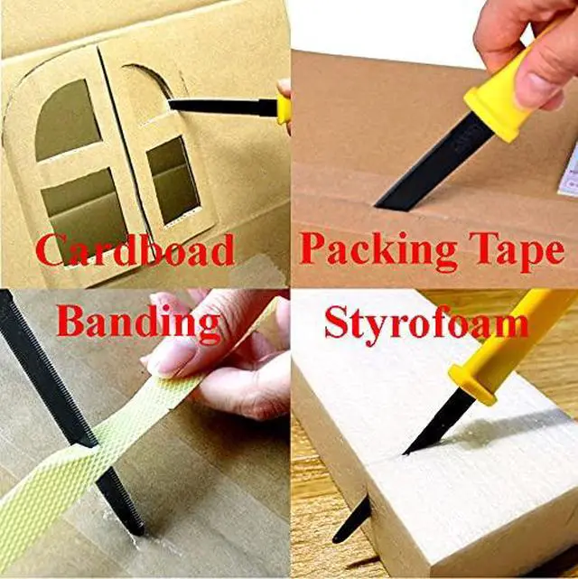 Alt view image 5 of 6 - Cardboard Cutter with Sheath - 7.5" Box Opener Utility Knife with Non-Stick Coated Blade for Breaking Down Boxes & Opening Packages - Made in Japan, Yellow