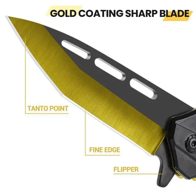Alt view image 2 of 7 - Pocket Knife for Men | Cool Folding Knife with 3.4 Stainless Steel Sharp Blade, Flipper Open EDC Knives with Clip for Outdoor Camping Hiking