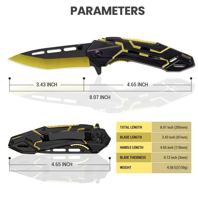 Alt view image 7 of 7 - Pocket Knife for Men | Cool Folding Knife with 3.4 Stainless Steel Sharp Blade, Flipper Open EDC Knives with Clip for Outdoor Camping Hiking